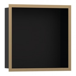 HANSGROHE XtraStoris Individual výklenok do steny matná čierna s designovým rámom 300 x 300 x 100 mm kartáčovaný bronz 56098140