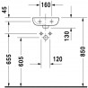 Duravit D-CODE umývadielko 36 x 27 cm s otvorom pre batériu vpravo, biele 07053600082