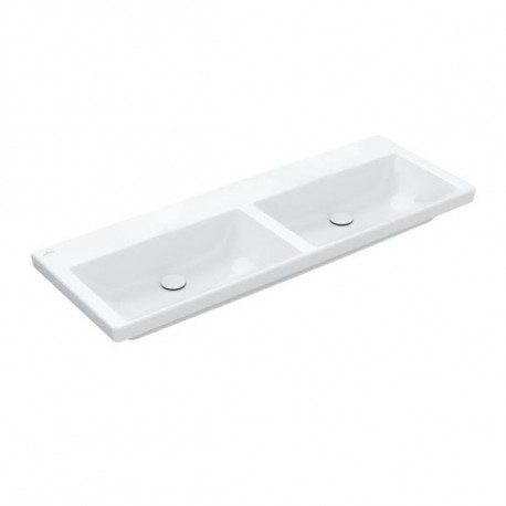 Villeroy & Boch SUBWAY 3.0 dvojumývadlo bez prepadu 2x bez otvoru pre batériu 1300 x 470 mm, Biela Alpin,4A71D301