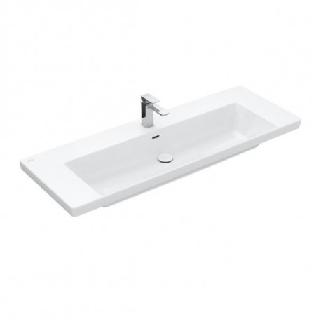 Villeroy & Boch SUBWAY 3.0 umývadlo na skrinku s prepadom s otvorom pre batériu , 1300 x 470 mm, Stone White Ceramic Plus, 4A70