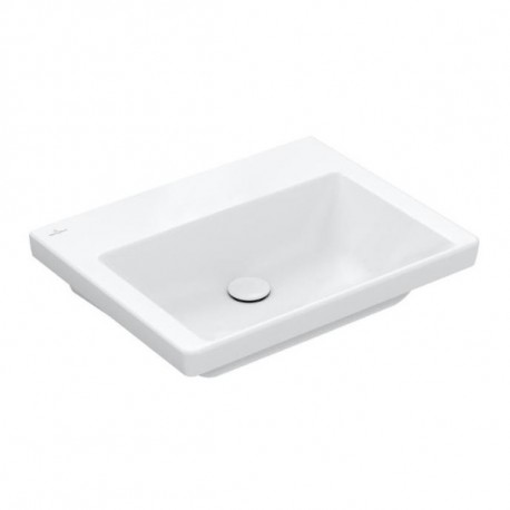 Villeroy & Boch SUBWAY 3.0 umývadlo na skrinku bez prepadu bez otvoru pre batériu , 600 x 470 mm, Stone White Ceramic Plus, 4A7