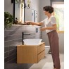 Hansgrohe Rebris E batéria pre umývadlovú misku 240, s výpusťou, CoolStart, EcoSmart+, matná čierna, 72591670