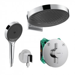 Hansgrohe DuoTurn S sprchový systém RAINFINITY s hlavovou a ručnou sprchou 3jet EcoSmart PowderRain, chróm 442420