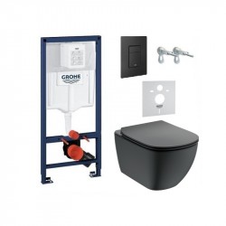 Grohe Rapid SL - Set 5v1 WC misa Tesi AquaBlade, tlačítko Even Phantom Black, 38528KF0-TESI