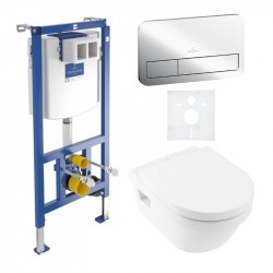 VILLEROY & BOCH Architectura predstenový set ViConnect, WC misa DirectFlush, sedátko SoftClosing, tlačítko chróm 5684HR01SET2