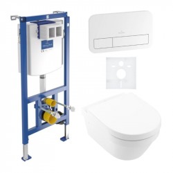 VILLEROY & BOCH Architecturapredstenový set ViConnect, WC misa DirectFlush, sedátko SoftClosing, tlačítko E200 biele 4694HR01SE