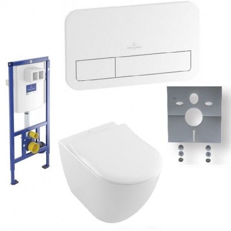 VILLEROY & BOCH Subway 2.0 predstenový set modul ViConnect, WC misa DirectFlush, sedátko SoftClosing, tlačítko biel 5614R2R1SET