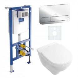 VILLEROY & BOCH O.Novo predstenový set modul ViConnect, WC misa DirectFlush, sedátko SoftClosing, tlačítko chróm 5660HR01SET2