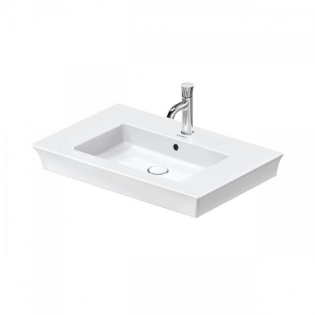 Duravit WHITE TULIP nábytkové umývadlo 75 x 49 cm s prepadom a ventilom s keramickou krytkou, biele 2363750000