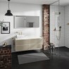 Hansgrohe Xevolos E skrinka pod umývadlo 1370 x 550 mm so 4 zásuvkami pre umývadlá na dosku vľavo, pieskovo béžová matná, 54237