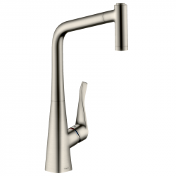 Hansgrohe Metris M71 drezová batéria 320 s vyťahovacou sprškou 2jet, sBox vzhľad nerezu, 73801800