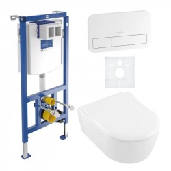 VILLEROY & BOCH Avento predstenový set modul ViConnect, WC misa DirectFlush, sedátko SoftClosing, tlačítko biele 5656RS01SET1