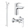 Grohe EUROSMART set 3v1, umývadlová batéria, nástenná sprchová batéria so sprchovým setom 90 cm chróm, 33555002SET