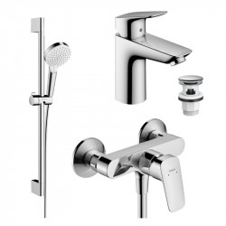 Hansgrohe Logis SET 3v1 sada pre sprchu a umývadlo chróm , 71600000+71107000+26534400