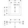 Hansgrohe Xelu Q doska pod umývadlo 780 x 550 mm pre zápustné umývadlo na dosku 600 x 480 mm, biela vysoký lesk, 54109050
