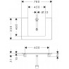 Hansgrohe Xelu Q doska pod umývadlo 780 x 550 mm s výrezom uprostred pre zápustné umývadlo na dosku 500 x 480 mm, prírodný buk,