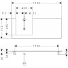 Hansgrohe Xelu Q doska pod umývadlo 1360 x 550 mm s výrezom vľavo pre zápustné umývadlo 500 x 480 mm, diamantová matná sivá, 54