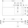 Hansgrohe Xelu Q doska pod umývadlo 1360 x 550 mm s výrezom vpravo pre zápustné umývadlo na dosku 500 x 480 mm, prírodný buk, 5