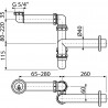 Alca umývadlový sifón priestorovo úsporný DN40 s prevlečnou maticou 5/4" plast, biely, A434