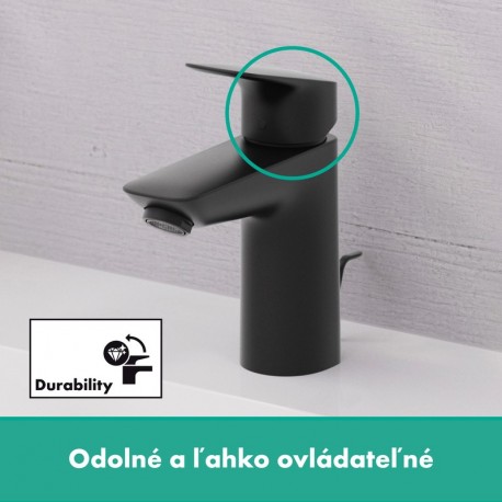 Hansgrohe Logis páková umývadlová batéria 100 CoolStart s výpusťou s tiahlom matná čierna 71102670