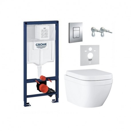 GROHE Solido - set modul Rapid SL, misa WC Euro Ceramic Rimless, Triple Vortex, sedátko SoftClose, tlačítko Even chróm 39930000