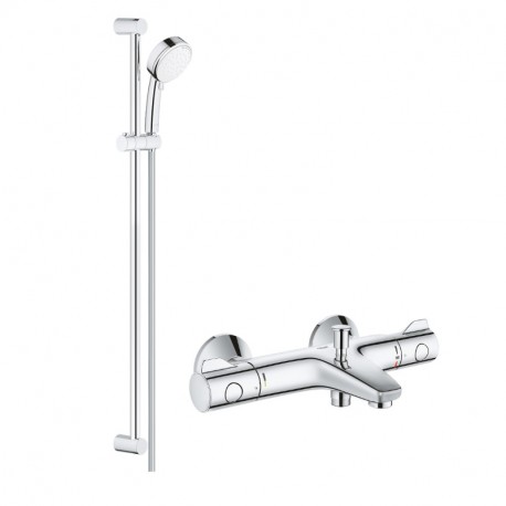 Grohe GROTHERM nástenný set 2v1, vaňová termostatická batéria GROHTHERM 800 so sprchovým setom 90 cm chróm, 34567000SET