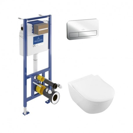 Villeroy & Boch predstenový modul ViConnect Pro S + WC misa SUBWAY 2.0 DirectFlush, CeramicPlus, sedátko Slim SoftClose, tlačít