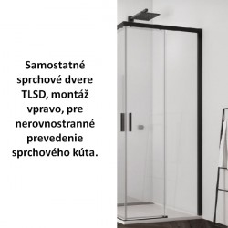 SANSWISS TOP-LINE S sprchové dvere 90 2-dielne pravé, pre rohový vstup, čierna matná, číre sklo AquaPerle TLSD0900607