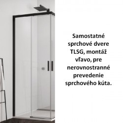 SANSWISS TOP-LINE S Black 120 cm sprchové dvere 2-dielne ľavé, pre rohový vstup, čierna matná, číre sklo s AquaPerle TLSG120060