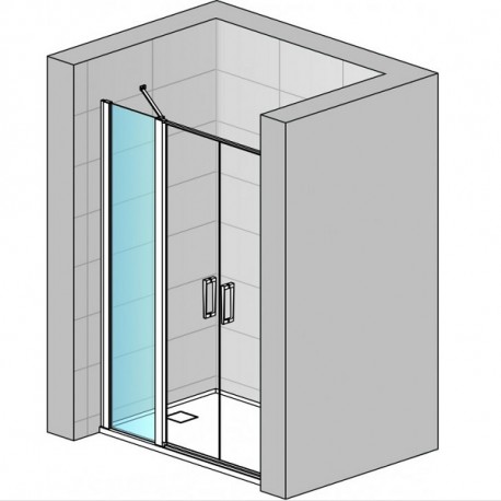 SANSWISS DIVERA Walk-In pevná stena 40cm čierna matná, číre sklo D22FF0400607