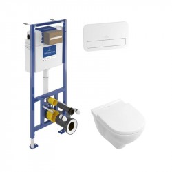 Villeroy & Boch predstenový modul ViConnect Pro S + WC misa O.NOVO DirectFlush, sedátko SoftClose, tlačítko biele