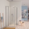 HÜPPE MyFlexPT krídlové dvere 90 cm s pevným segmentom, strieborná lesklá, číre sklo s AntiPlaque, 131302092322