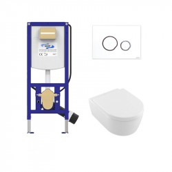 SANIT predstenový modul WC Ineo Plus + WC misa AVENTO s DirectFlush, sedátko SoftClose, tlačítko biele lesklé