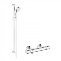Grohe GROHTHERM 800 nástenný set 2v1, sprchová termostatická batéria GROHTHERM 800 so sprchovým setom 90 cm chróm, 345580SET