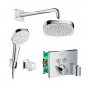 Hansgrohe VERNIS Shape zostava vanová podomietková termostat batéria s hlavová sprcha, hadica a ručná sprcha chróm 459952