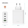 Fixed sieťová GaN nabíjačka s 3x USB-C a USB výstupom, podpora PD 3.0, 120W, biela FIXCG120-3C1A-WH
