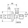 SCHELL ventil rohový SCHELL Comfort 1/2"-1/2" bez matice 052170699 SCHELL ventil rohový SCHELL Comfort 1/2"-1/2" bez matice 052170699
