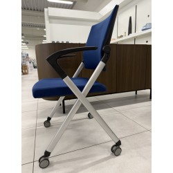 Konferenčná stolička Flexin, s koliečkami, modrá - POUŽITÝ TOVAR