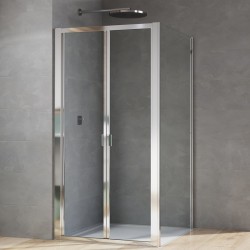 RONAL ARELIA 90 set dvere sprchové zalamovacie + stena bočná strieborná leštená číre sklo s AQP - ROZBALENÝ TOVAR