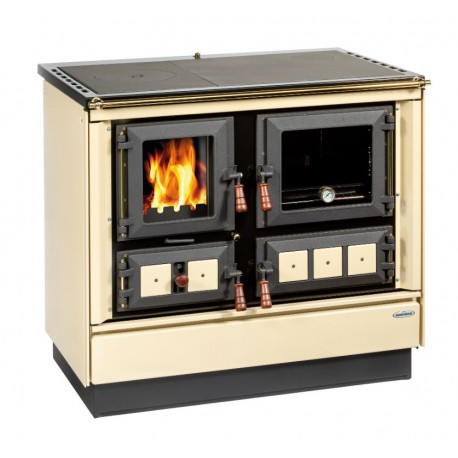 KVS MORAVIA Sporák KLAUDIA 9112 bežový pravý zlaté a drevené doplnky