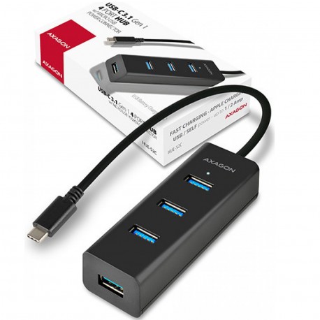 USB HUB AXAGON HUE-S2C Type-C 4x USB3.0, charging hub Micro USB