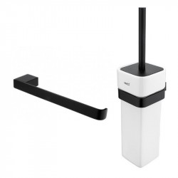 NIMCO KIBO set doplnkov - držiak na uterák 21 cm + kefa WC, čierna matná