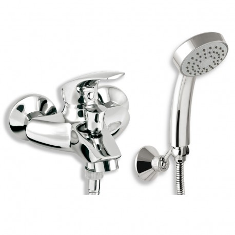 NOVASERVIS Metalia 57 nastenná vaňová batéria s kĺb. drž. sprchy samočist. ružicou a viaczámkovou kovovou hadicou chróm 57024,0