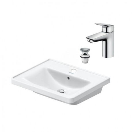 Duravit D-NEO umývadlo 60 x 48 cm + batéria Hansgrohe LOGIS 100 Push-open