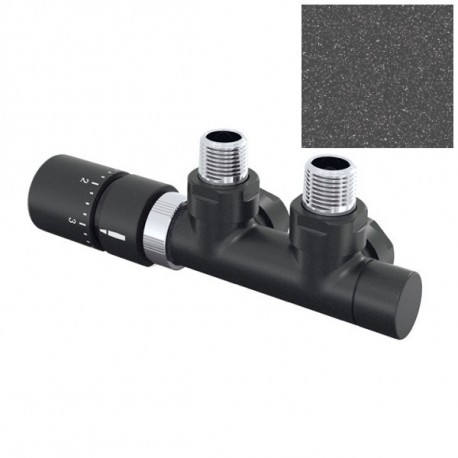 Zehnder ventily – Set Q rohová armatúra 1/2”, s termostatickou hlavicou vľavo Anthracite 839429-0346
